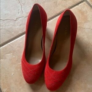 ❤️FINAL SALE❤️ NWOT Talbots Red Suede Diamond Chunky Heel Pumps Size 5.5B